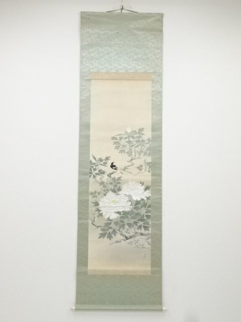 JAPANESE HANGING SCROLL / HAND PAINTED / PEONY / ARTISTS WORK